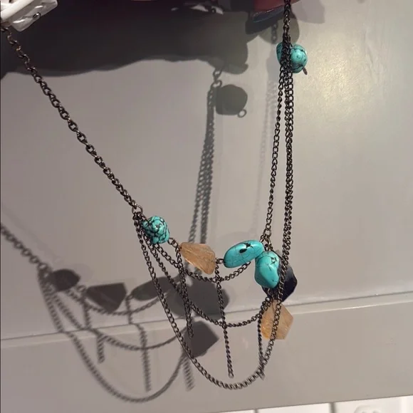 Turquoise and Black Stone Necklace - Picture 2 of 3